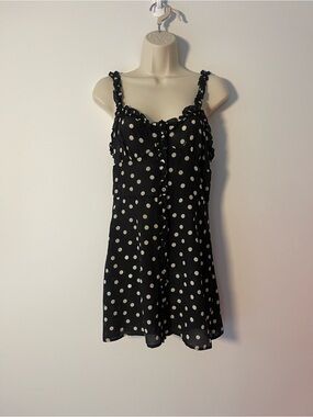 black and brown mini dress Luscian Plunge Mini Dress in Micro Polka Brown main image 0